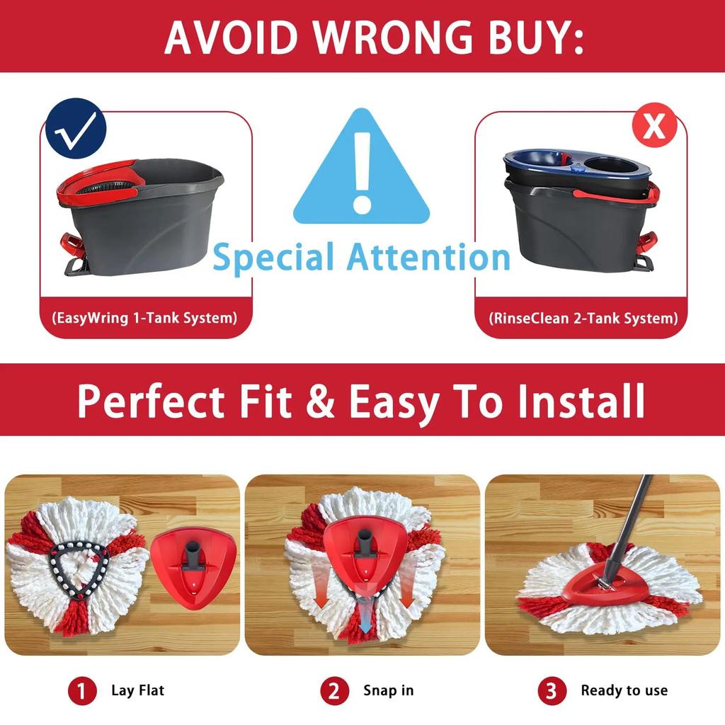 Насадка из микрофибры для Vileda Turbo 2-в-1, Насадка для швабры Vileda Turbo Spin 2-в-1 с легким отжимом, Швабра для отжима для всех типов полов