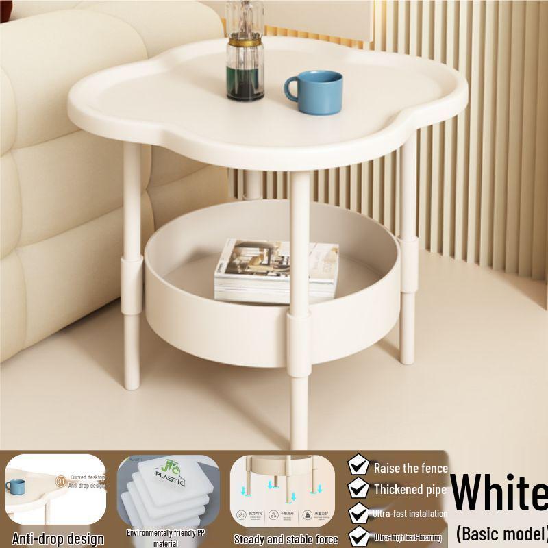 Современный минималистичный кремовый прикроватный столик с четырехлистником и изогнутой поверхностью для хранения