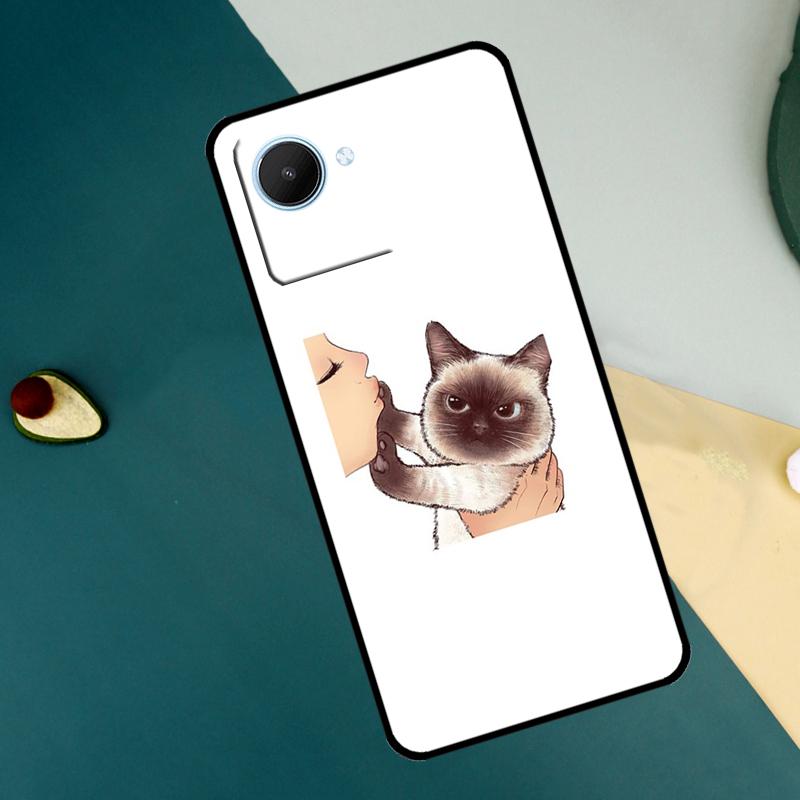 Милый мультяшный котенок с поцелуем Чехол для Realme GT7 Pro GT6 C67 C65 C63 C61 C55 C53 C51 C35 C71 C75 11 12 13 14 15 Pro Plus