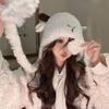 Japanese Cute Hand Woven Little Fox Ear Protecting Hat for Women In Autumn and Winter Warm Versatile Plush Lei Feng Hat