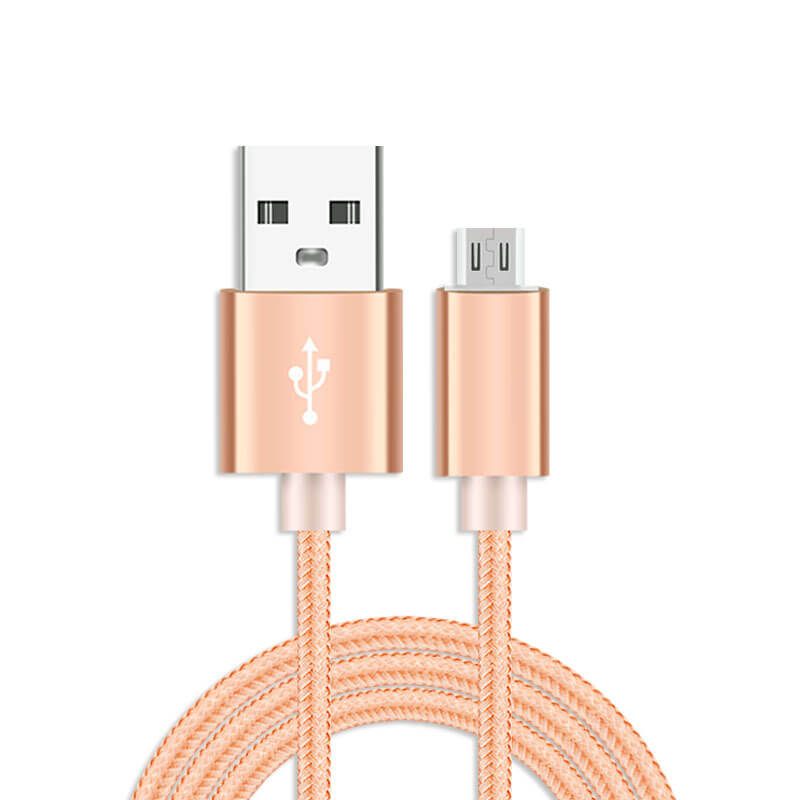 USB-зарядка Нейлоновый плетеный кабель для передачи данных Android-телефона Быстрая зарядка 2А Черный Синий Розовый Красный Серебристый Золотой 1м 2м