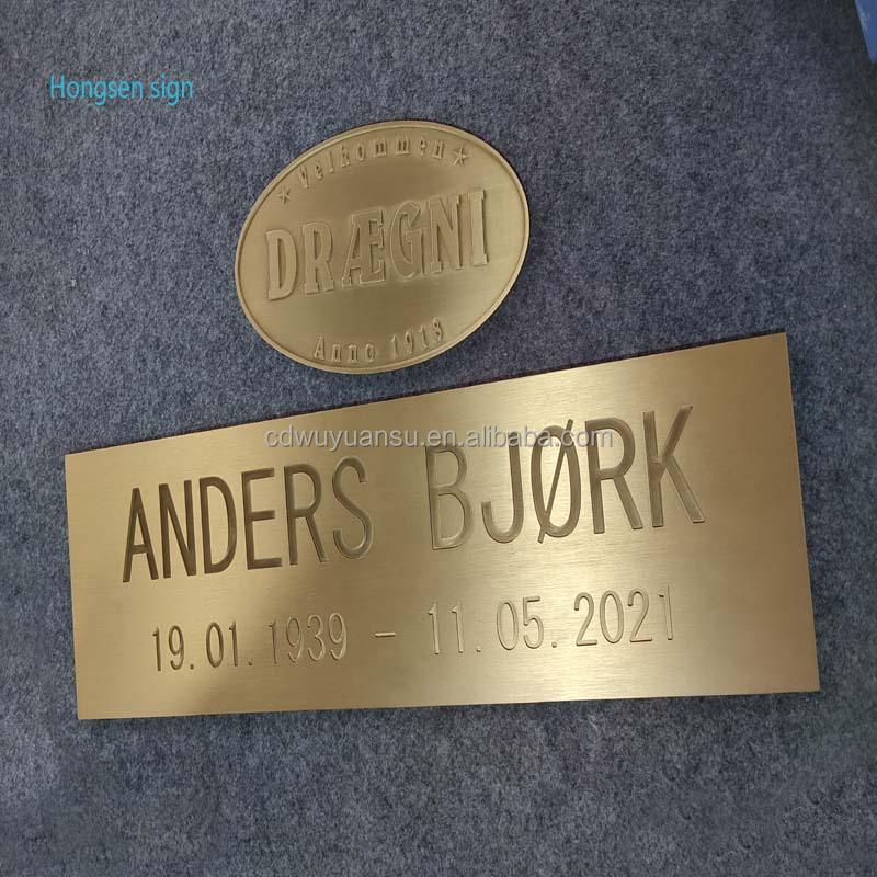 Custom Bronze Metal Plaque Casting Gravure Printed for Indoor/Outdoor Use House Number Advertising Park Decoration Office Shop