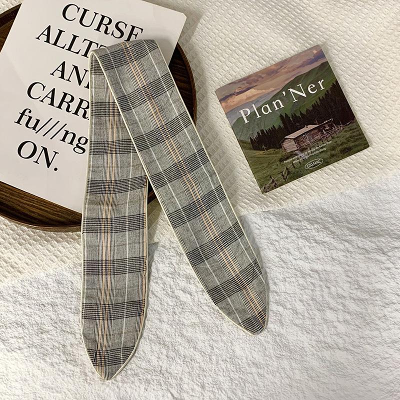 Headscarf Women's Pastoral Spring and Summer Fashion Colorful Retro Plaid Fabric Headband Pure Cotton Silk Scarf Decorative Small Scarf