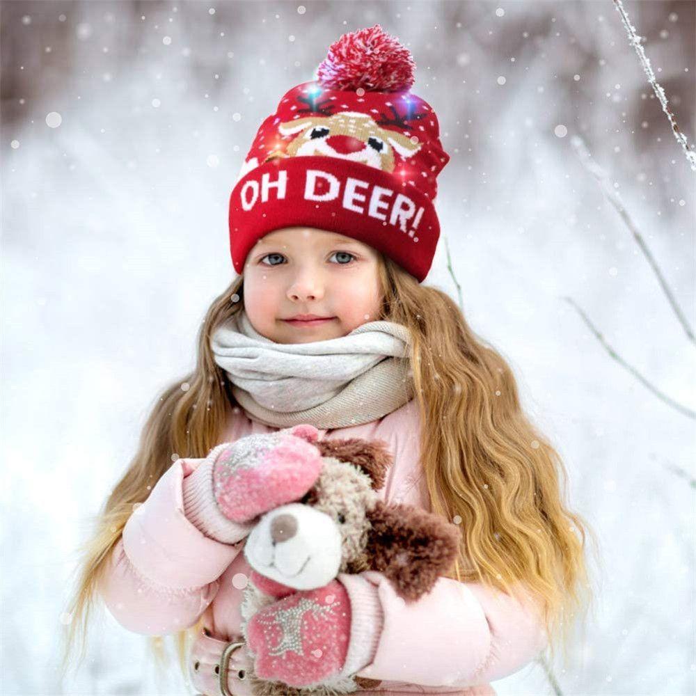 Christmas Gift Light Up Cartoon Christmas Hat LED Hat Sweater Beanie Knitted Cap