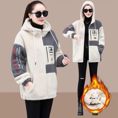 Кардиган большого размера из овечьей шерсти, женская осенне-зимняя свободная куртка из толстого бархата с капюшоном