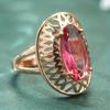 Розово-золотые Классические Овальные Кольца с Синтетическим Красным Камнем Для Женщин Полая Резьба Ремесло Роскошные Свадебные Кольца Ювелирные Изделия Подарок