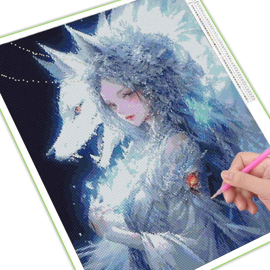 Diamond Painting New Collection Nine Tailed Fox Woman Diy Full Square Round Drill Rhinestone Embroidery Cartoon Elf Animals Mosaic Cross Stitch Kits