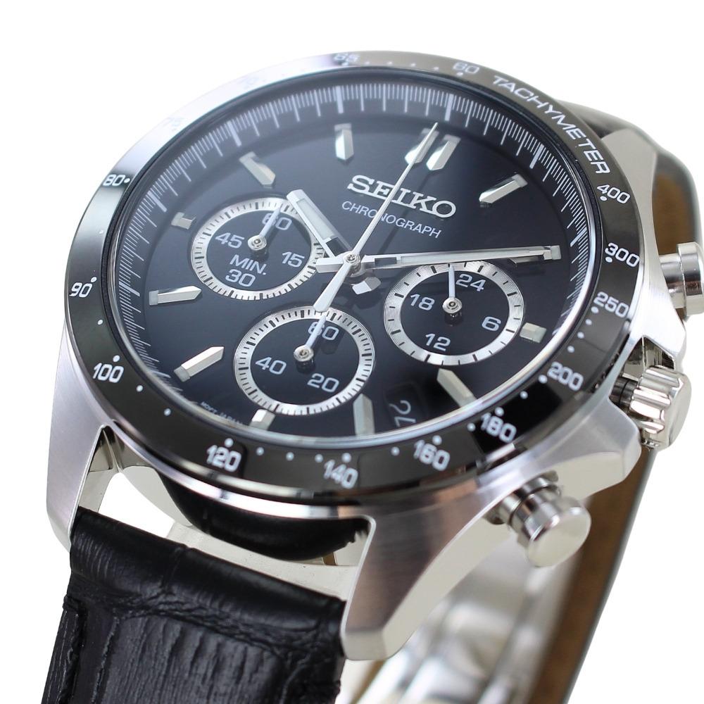 SEIKO Spirit Черный Кожаный Мужские Многофункциональные Часы для Церемонии Входа, Ремешок, Формальные, Деловые, Церемония Совершеннолетия, Выпускной