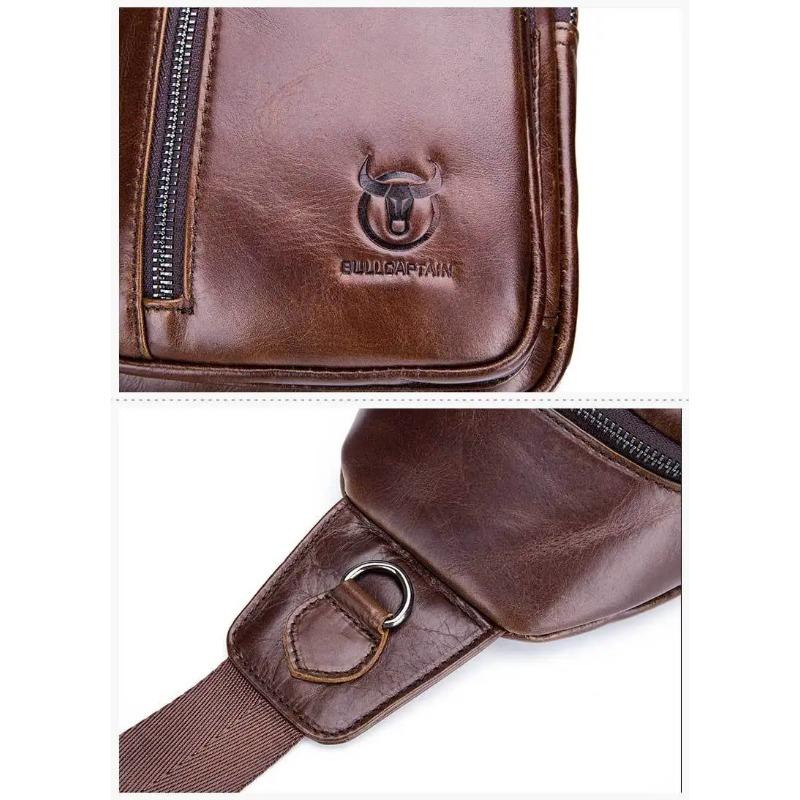 BULLCAPTAIN Genuine Leather Crossbody Bags Men Leather Shoulder Men Chest Bags Fashion Travel Handbags Man Messenger Bag Male