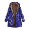 Womens Winter Warm Outwear Print Hooded Pockets Vintage Oversize Coats