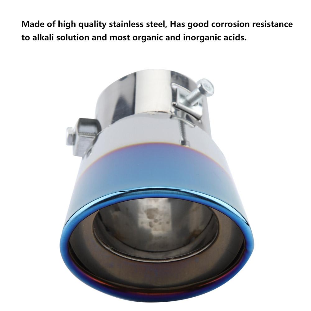 Chrome Blue Stainless Steel Universal Car Curved Exhaust Pipe Rear Muffler Tip Tail Throat