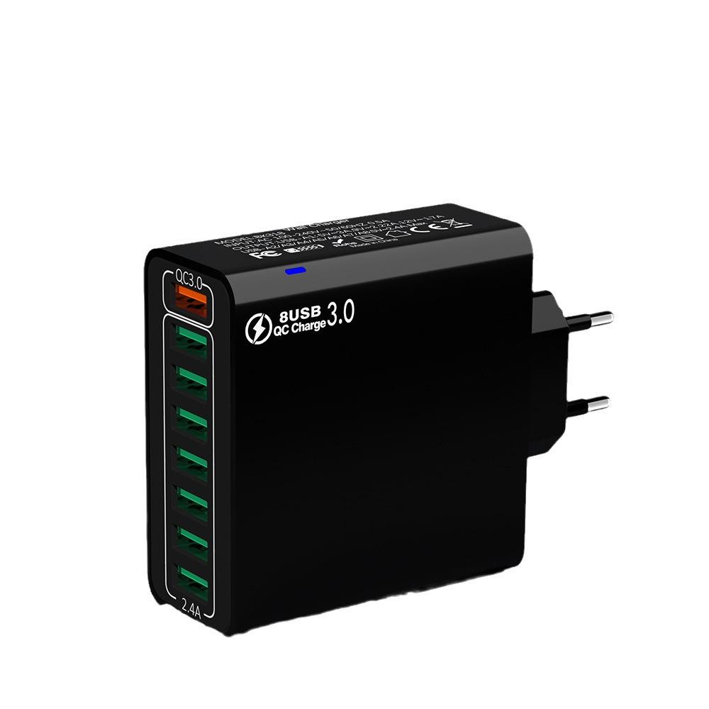 30W QC3.0 8-Port Multi-USB Fast Charger for Mobile Phones - US, EU, Korean Specs, Colorful Design