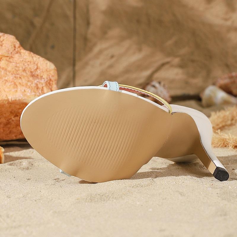 Eilyken Летние шлепанцы с открытым носком женские сексуальные узкая полоска тонкие каблуки стриптизерские женские шлепанцы