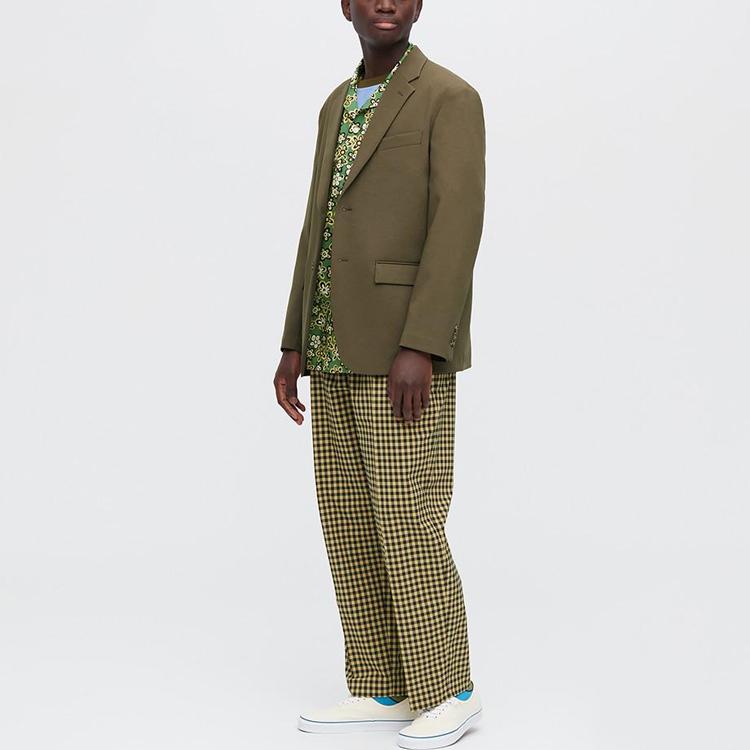 Uniqlo Широкие брюки в клетку с защипами X MARNI (Азия) Желтый Унисекс Уличная одежда 449641-42