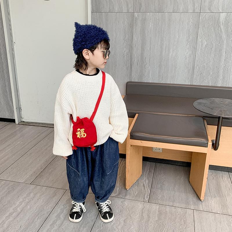 Adorable Embroidered Corduroy Kids Crossbody Bag 2024 Year Of The Dragon Gift