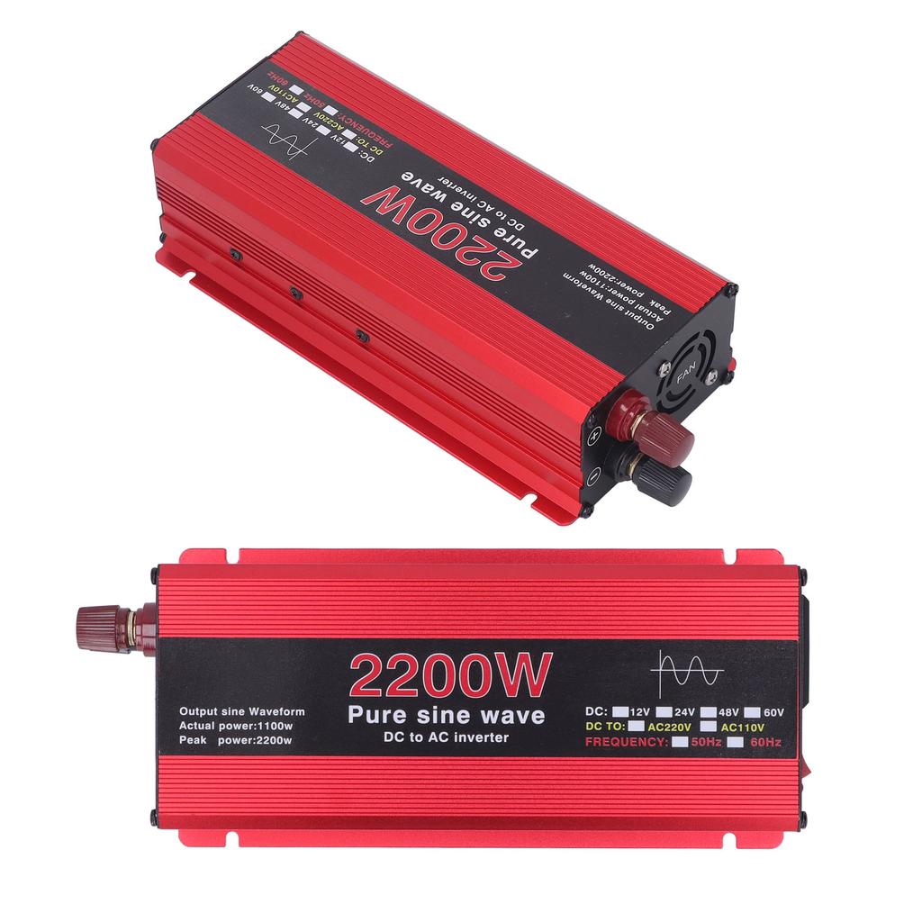 2200 Вт Чистый синусоидальный инвертор постоянного тока 12 В в переменный ток 220 В Солнечный ветроэнергетический инвертор для уличного транспорта