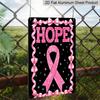 2D Flat Hope Glitter Pink Ribbon Bow Star Aluminum Metal Sign‑8.0x12.0inch Breast Cancer Awareness Wall Decor, Inspirational Survivor Support Hanging