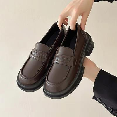 Классические лоферы женские туфли на каблуке 4,5 см с широким каблуком туфли-лодочки повседневные туфли черные коричневые туфли в стиле преппи для девочек JK Lolita кожаные туфли