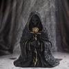 Gothic Black Robe Hooded Figure Resin Sculpture Mystical Wizard Statue Halloween Ornament Desk Decor For Home Or Office