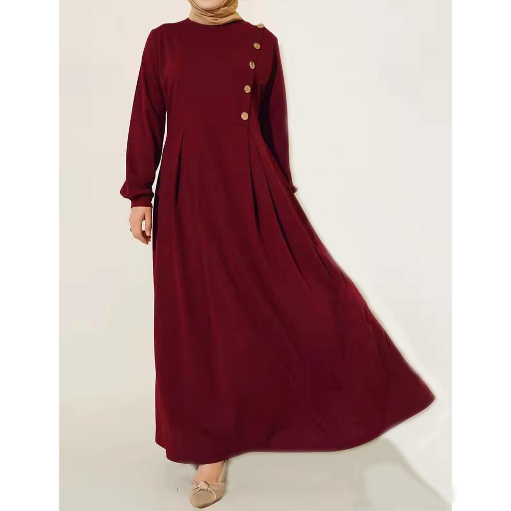 Элегантное однотонное платье с длинными рукавами для мусульманок Ближнего Востока - модный халат весна/осень