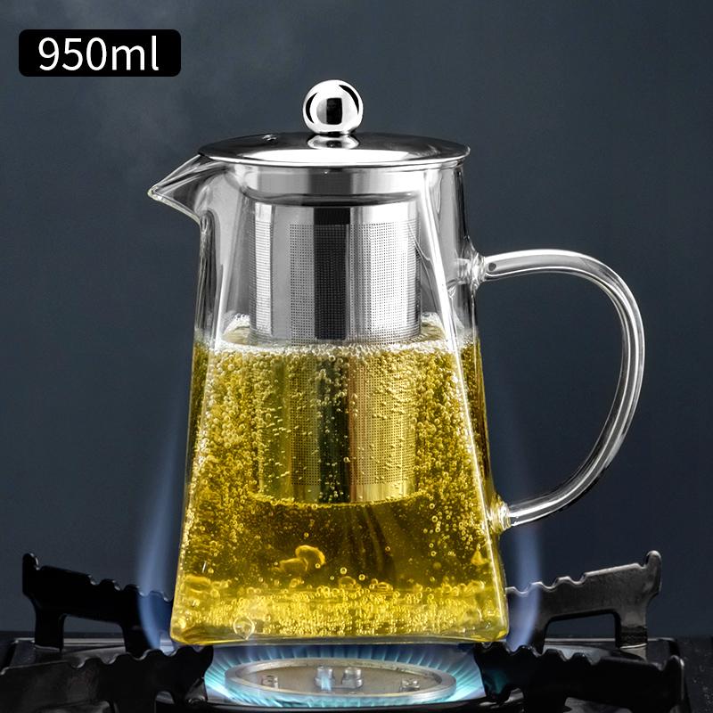 Чайник Kungfu Tea Pu 'er Чайный сервиз Чайная церемония Удобный офисный квадратный стеклянный цветочный чайник