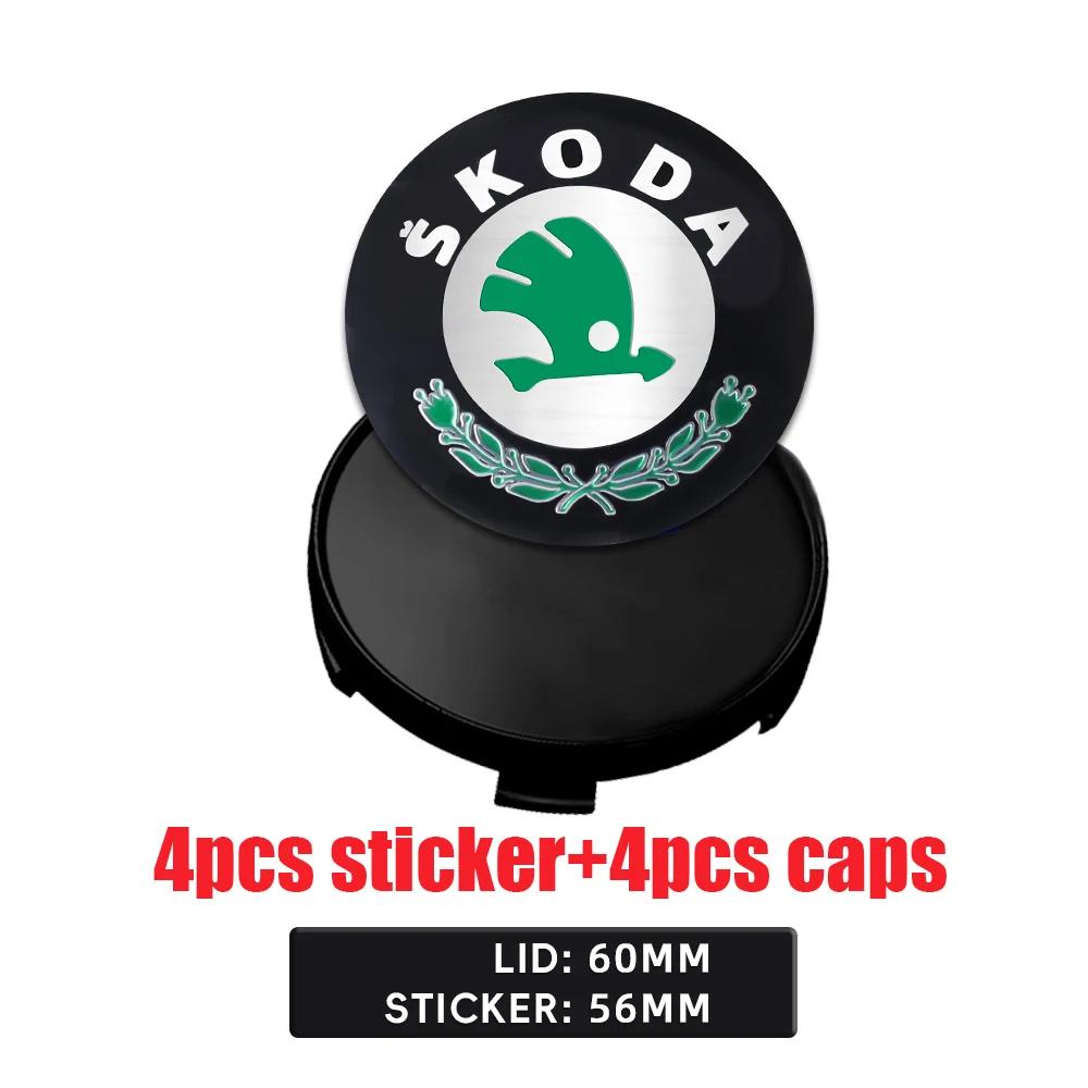 Car Sticker 2025 Hot 4Pcs 56/60/65/68MM Wheel Center Hub Caps Sticker Tire Rim Cover For Skoda Octavia A5 3 2 VRS Vision Kodiaq