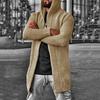 Men's Solid-Color Hooded Turtleneck Sweater Simple Casual Cardigan Jacket for Fall/Winter
