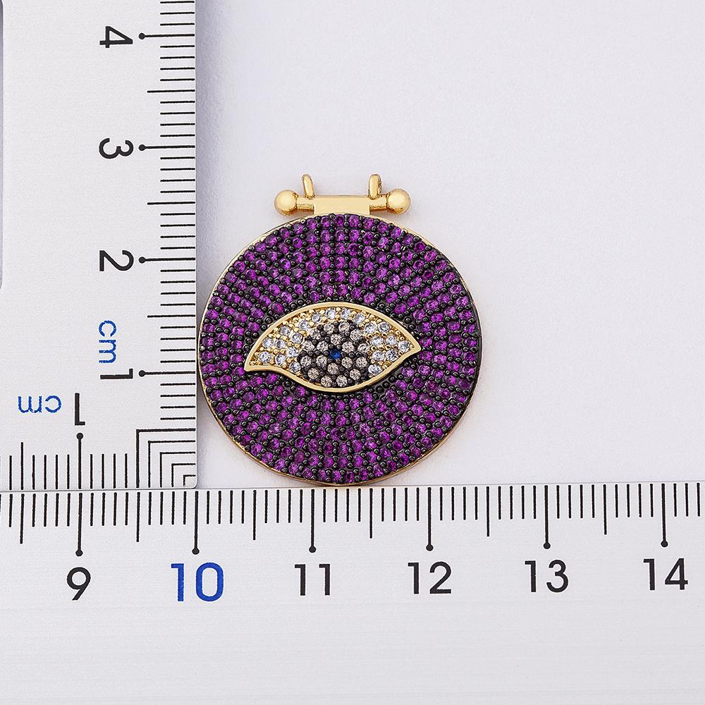 Classic Round Shape Cubic Zirconia Evil Eye Pendant Green/Purple Color Lucky Turkish CZ Necklace Copper Link Chain Jewelry Gift