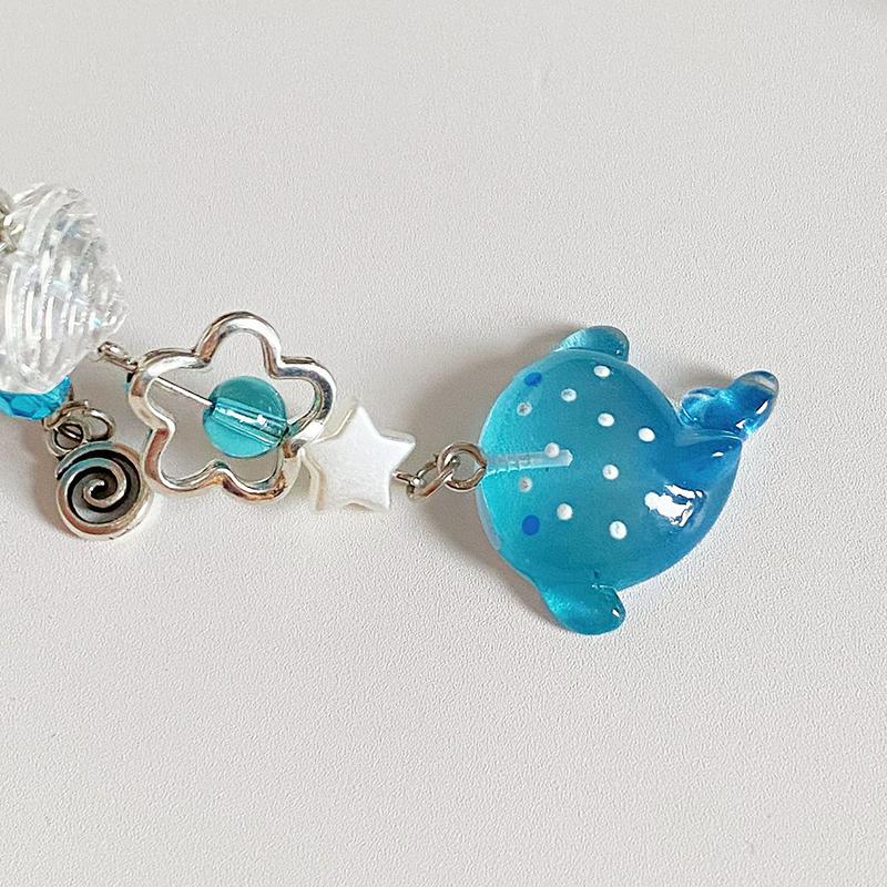 Милая имитация морской акулы цепочка для мобильного телефона ручной работы бисерный брелок аксессуар рыбка шарм эстетика Y2K уникальный