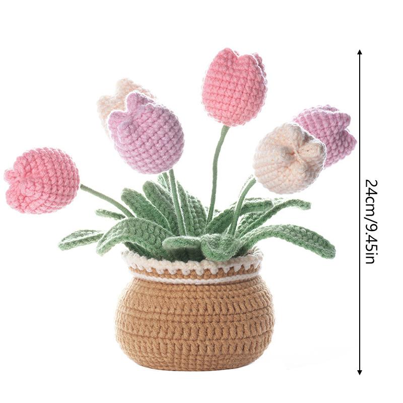 1 упаковка, инструкция на английском языке, цветок, большой орнамент в горшке, сделай сам, шерстяная нить, набор материалов для вязания крючком