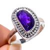 Подарочное кольцо из чистого серебра 925 пробы с натуральным африканским аметистом ручной работы S.9 s2N88