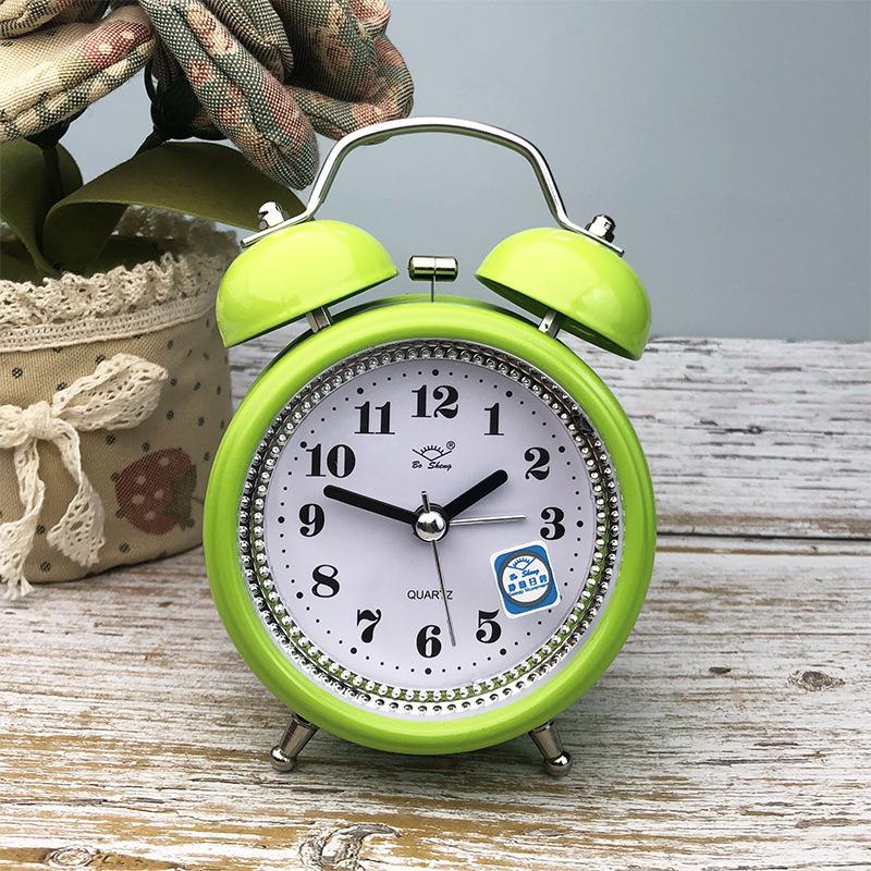 Creative Clock Metal Bell Alarm Clock with Night Light Bedside Alarm Clock Fashion Personality Student 1 Inch Clock 1811