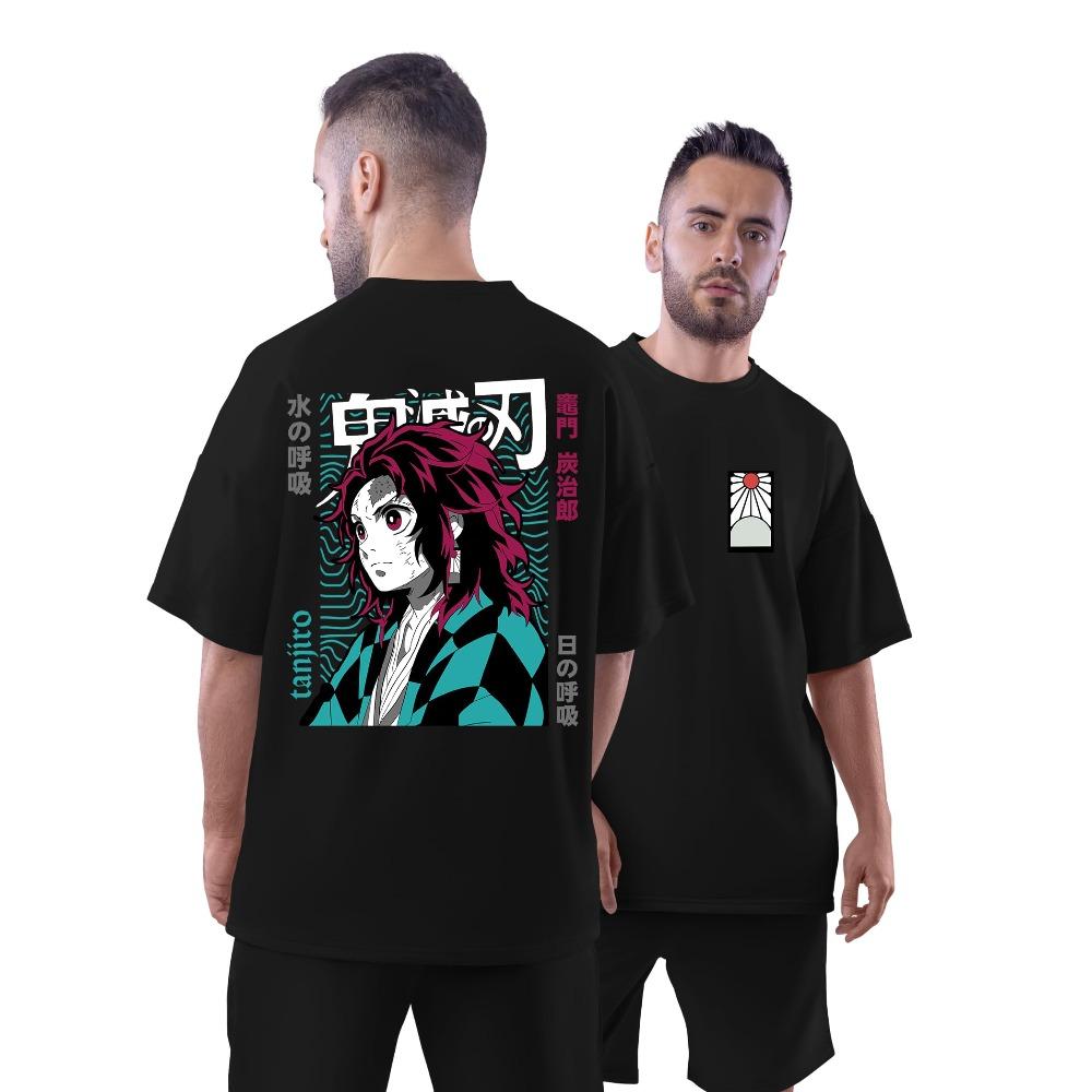 Demon Slayer Blade Stove Door Charcoal Shirt Suitable for Both Men and Women Casual Summer Trend Y2K Mens Tshirt