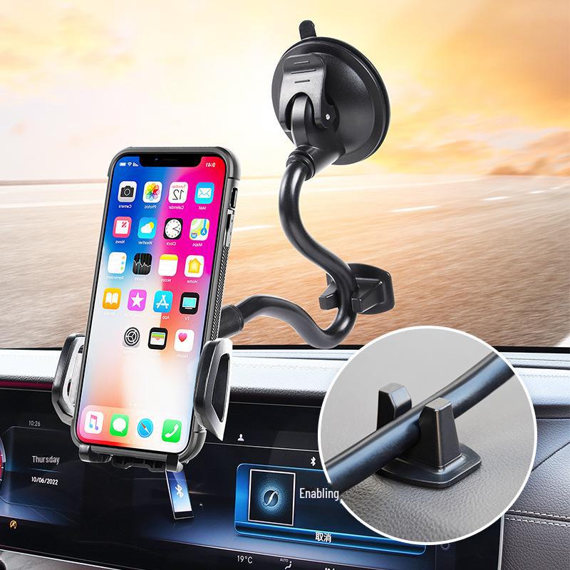 "Car Windshield Suction Cup Phone Holder with Multi-Function, Earthquake-Resistant Design and Extension Hose"
