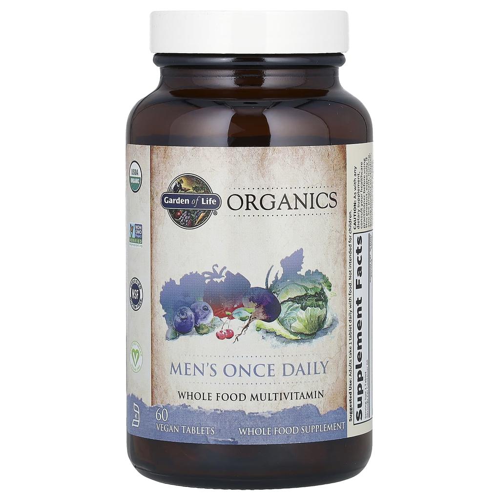 Garden of Life Organics, Once Daily Men's, Whole Food Multivitamin, 60 Vegan Tablets