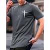 New Men's Fashion Short-sleeved Shirt Summer Comfortable Breathable Cross Print Round Neck T-shirt Sports Fitness Short-sleeved