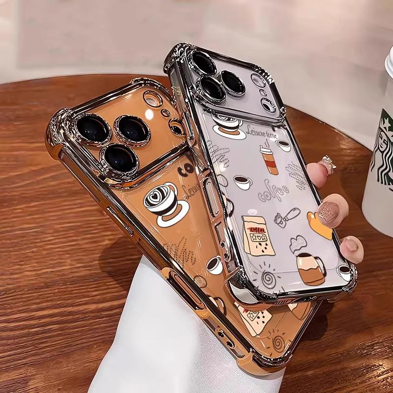 Чехол для телефона с рисунком «Кофе и послеобеденный чай» для iPhone 17 Pro Air 16 15 14 13 12 11 Pro Max Plus, противоударный, мягкий, прозрачный, с покрытием