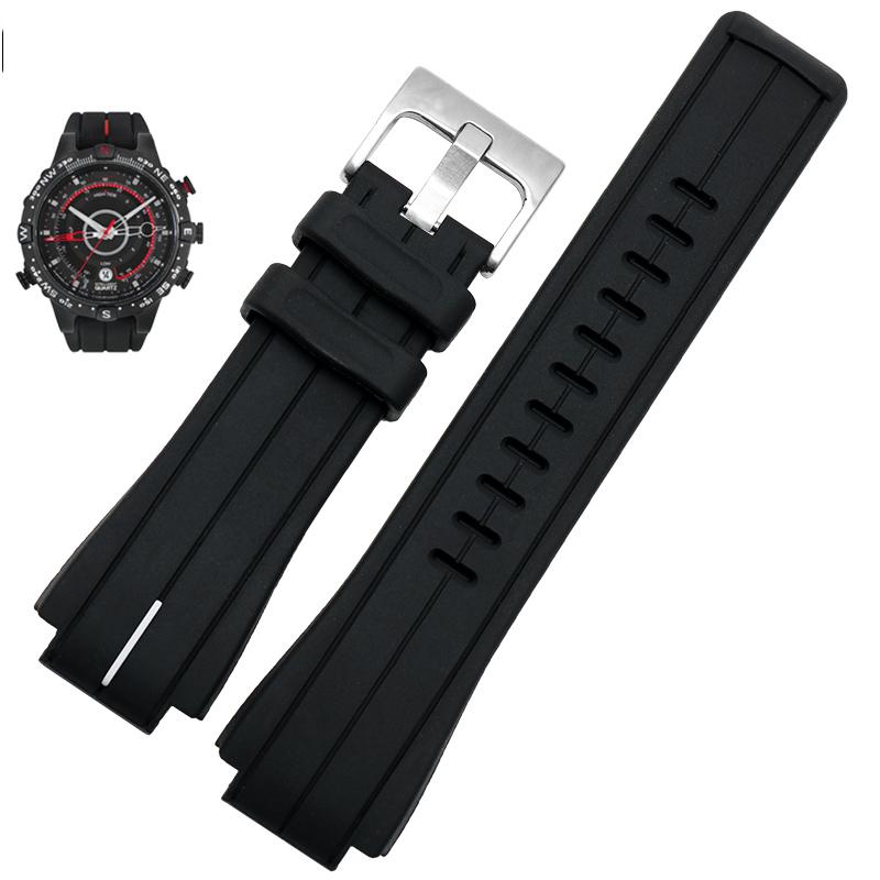 Большой резиновый ремешок для часов для timex WATCHT2N720 T2N721 TW2T76300, черный водонепроницаемый силиконовый спортивный ремешок 24*16 мм