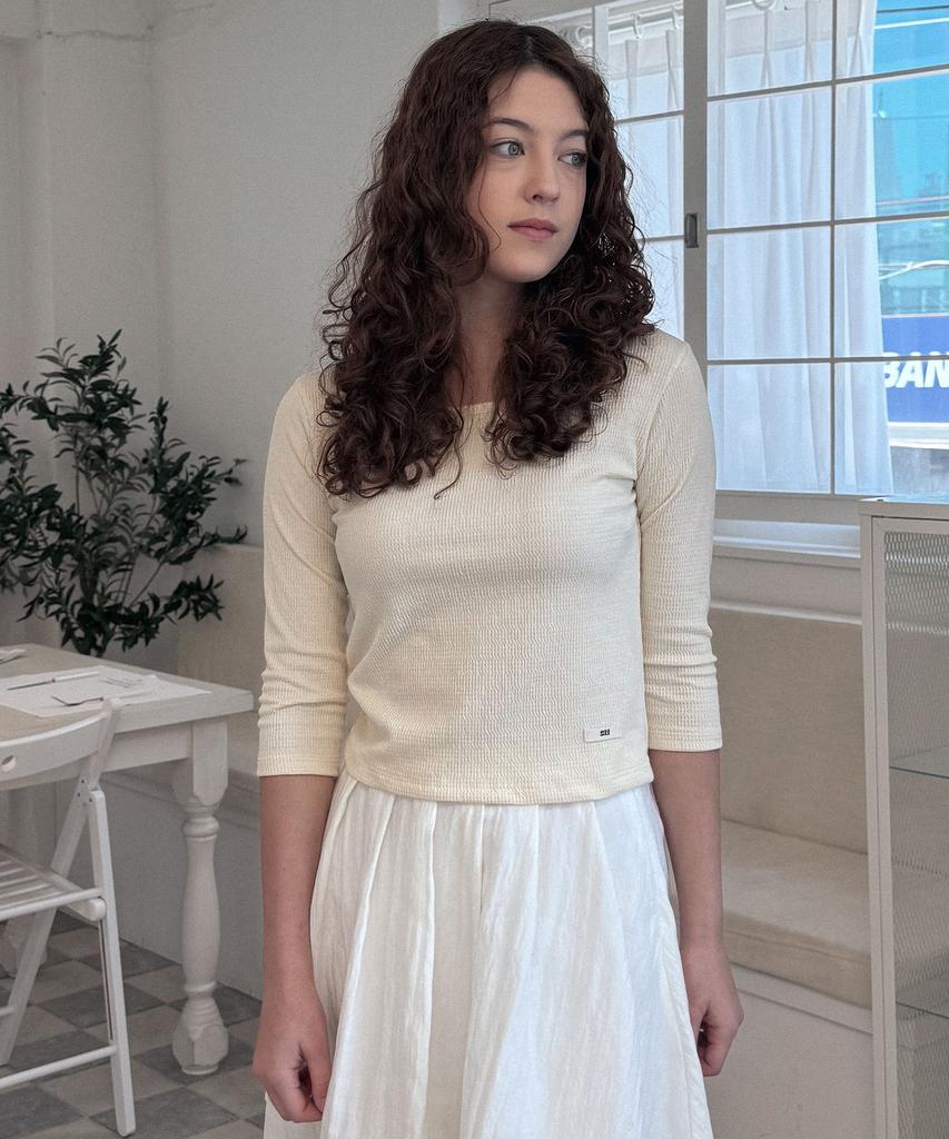 DELIDI Waffle Basic T-Shirt (Light Yellow)