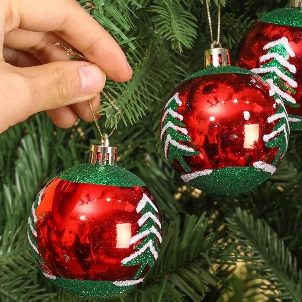 6Pcs/Set 6cm Glitter Christmas Ball Set Colorful Glitter Christmas Tree Baubles Holiday Decor
