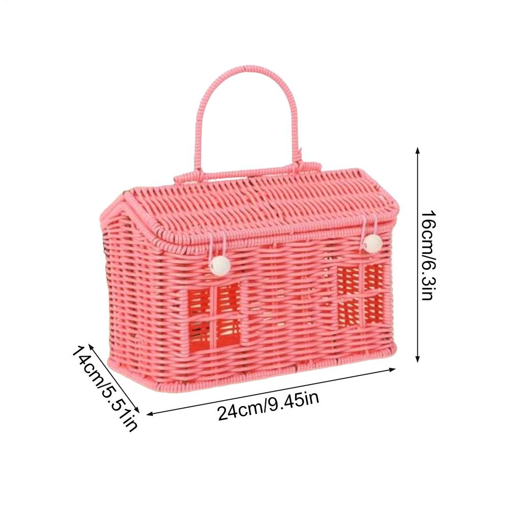 House shape Rattan Basket Rattan Picnic Basket Woven Storage Vintage Wedding Favors with Lid Creative Rustic Decor Organizer