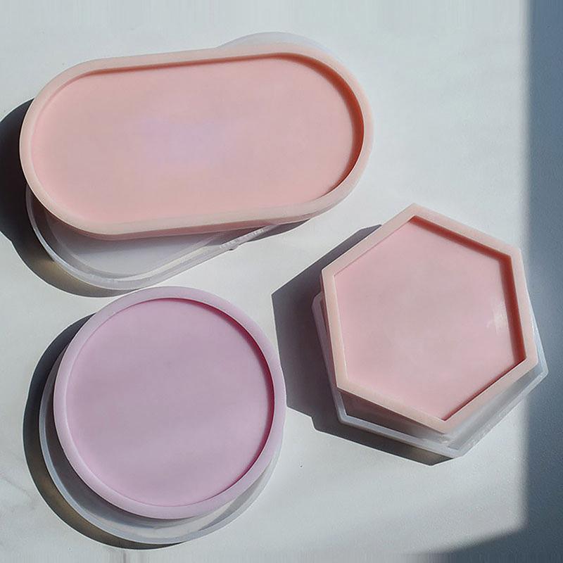 1Pc Tray Mold Storage Box Silicone Mold Diy Coaster  Mold Ashtray Cement Flower Pot Mold Resin Casting Plaster Mold