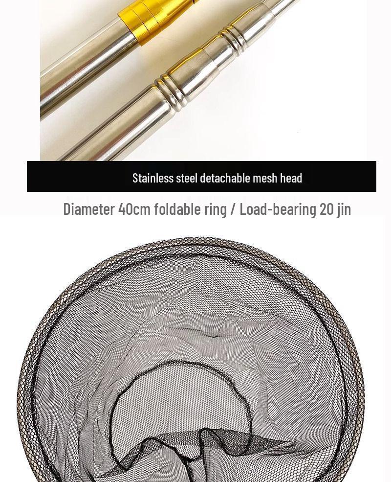 Stainless Steel Telescopic Fishing Net with 3m-6m Pole and Net Bag