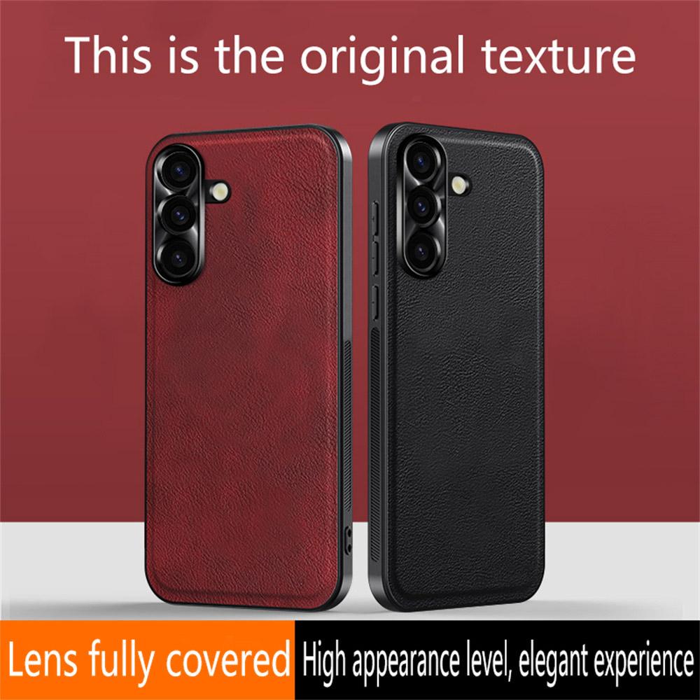 For Samsung Galaxy S24+ Case PU+TPU+PC Phone Back Cover with Metal Lens Frame