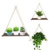 Wood Swing Hanging Rope Wall Mounted Floating Shelves Plant Flower Pot Indoor Outdoor Decoration