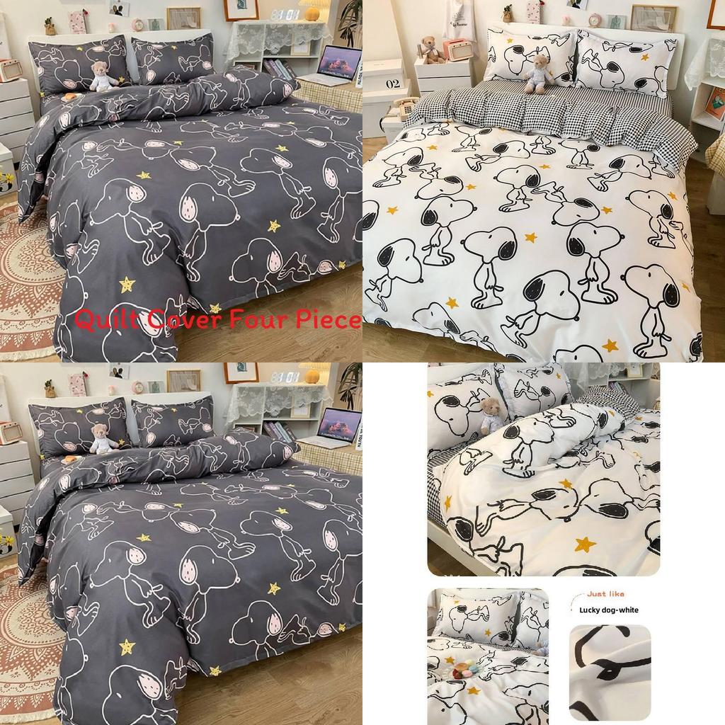 Хлопковое постельное белье Snoopy для стирки в воде с цветочным принтом для студенческих общежитий