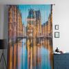 Sunset Sky Over Speicherstadt Harbor In Downtown Tulle Sheer Curtains for Living Room Kitchen Decoration Voile Organza Curtains