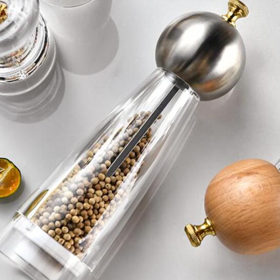 Pepper Grinder Transparent Thickness Adjustable 6/8 Inches Handheld Manual Spice Masher Salt Shaker Kitchen Gadget