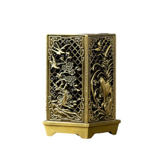 Кубическая курильница с цветочным узором, держатель для благовоний из цинкового сплава, традиционная подставка для благовоний, домашний декор