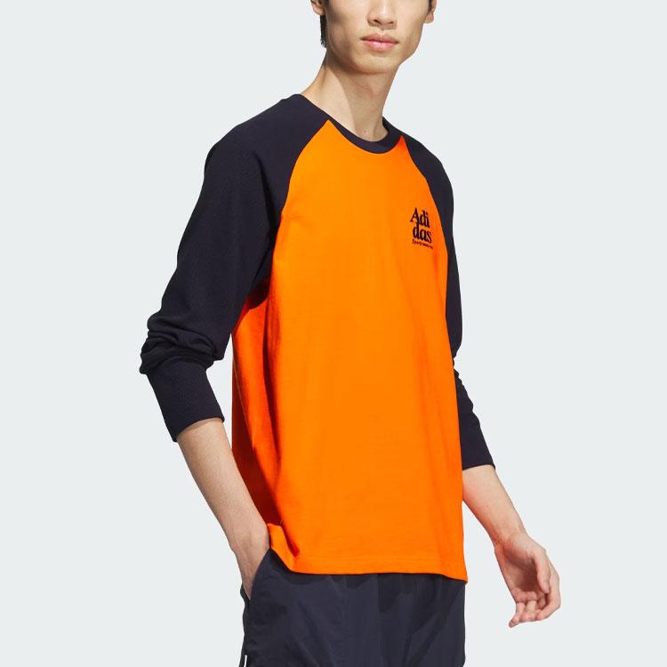 Adidas Letter Embroidery Color Block Sports Casual Long Sleeve Printed Raglan T-Shirt Men T-Shirts Half-Impact-Orange JI6850